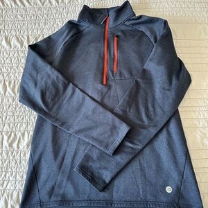 L.L. Bean Gray Quarter-Zip Pullover with Orange Trim